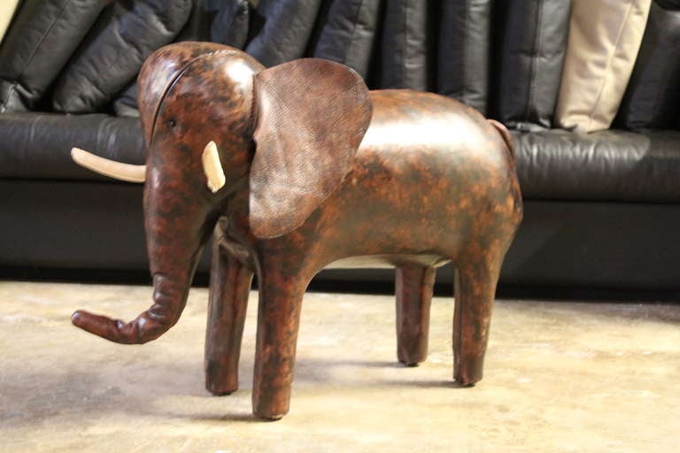 Large Leather Elephant Stool by Dimitri Omersa for Abercrombie & Fitch 2