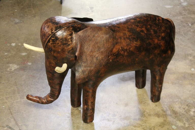 Large Leather Elephant Stool by Dimitri Omersa for Abercrombie & Fitch 6