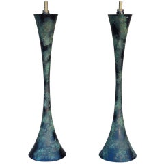 Pair of patinated table lamps by Damon Giffard for Hansen