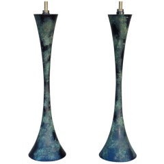 Pair of patinated table lamps by Damon Giffard for Hansen