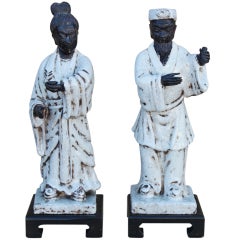 Pair of Large Asian Ceramic Lamps by Fantoni