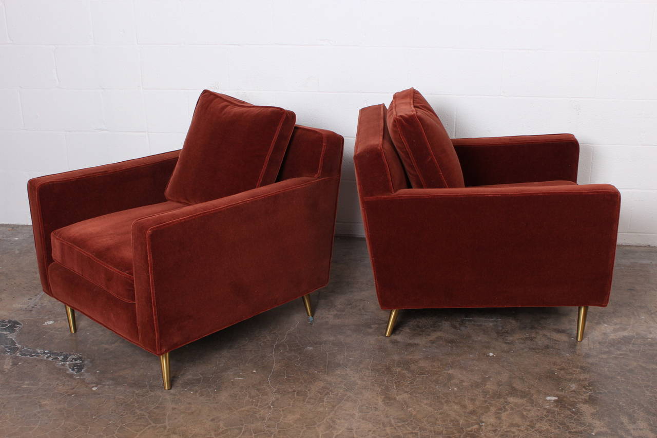 Pair of Brass Legged Lounge Chairs by Edward Wormley for Dunbar 5