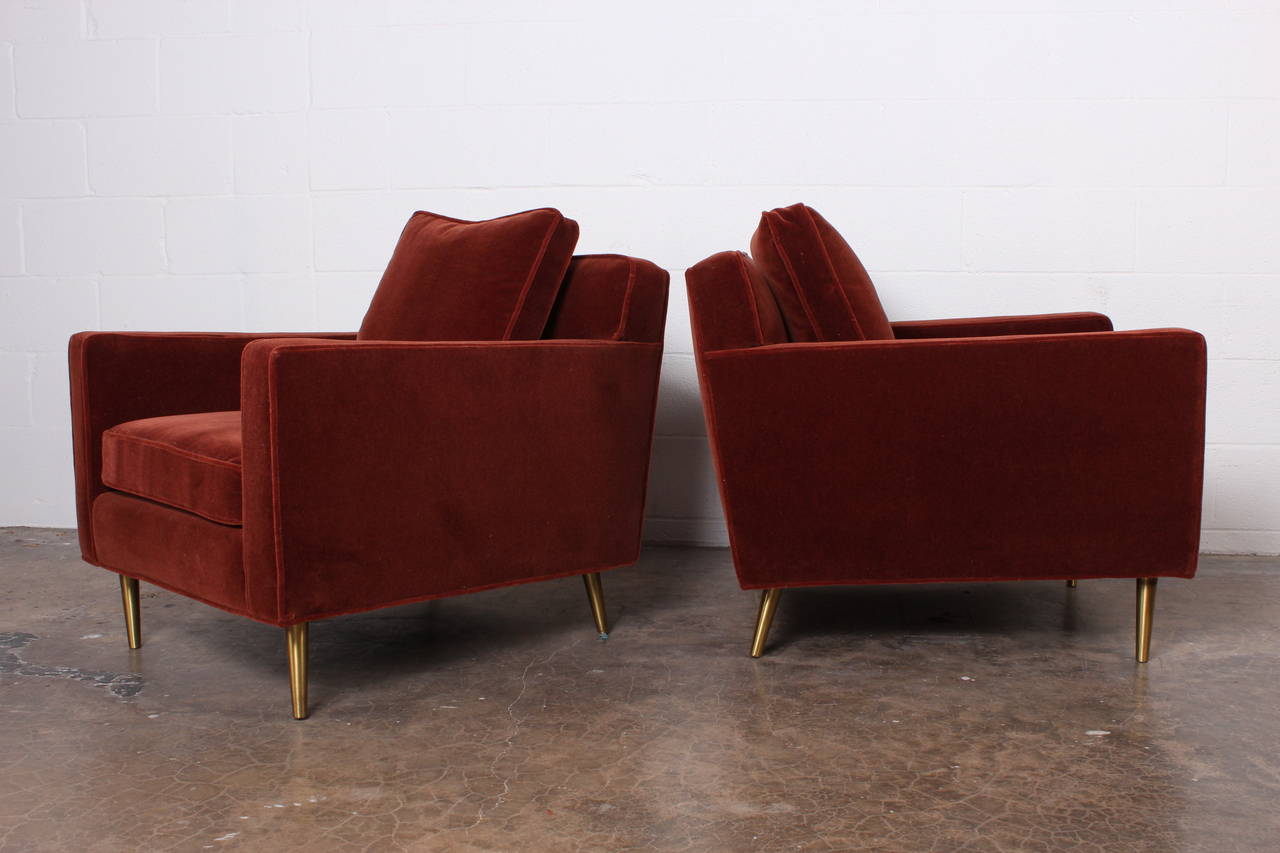 Pair of Brass Legged Lounge Chairs by Edward Wormley for Dunbar 6