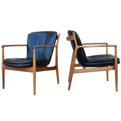 Pair of Armchairs by Finn Juhl in Original Leather