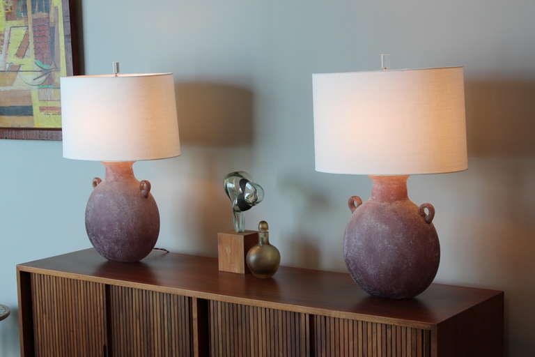 Pair of Scavo Glass Table Lamps In Excellent Condition In Dallas, TX