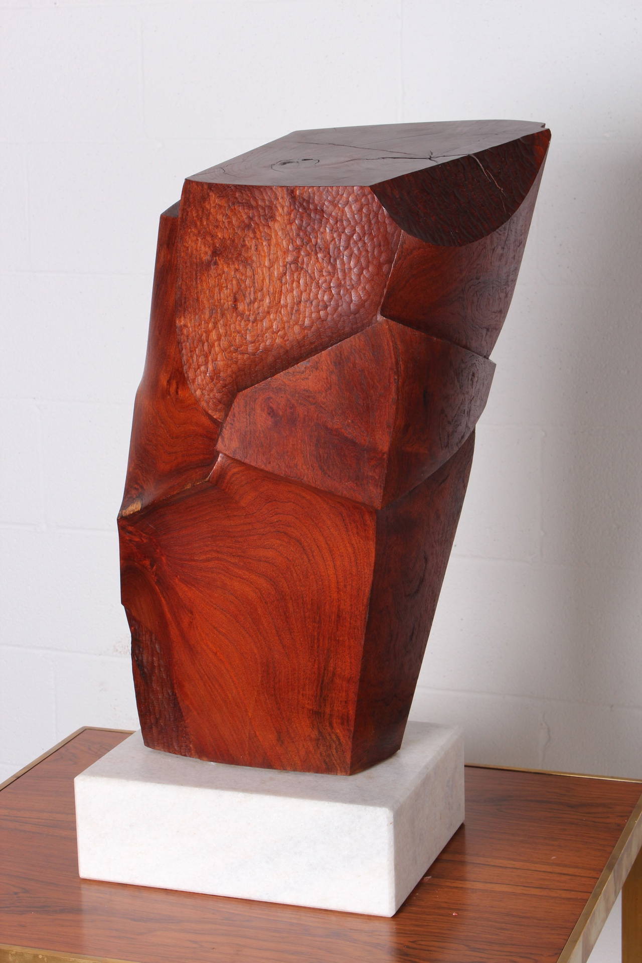 Large Abstract Wood Sculpture on Marble Base In Excellent Condition In Dallas, TX