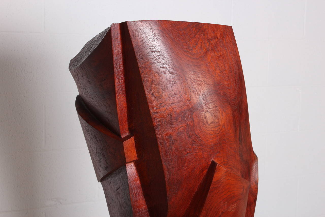 Large Abstract Wood Sculpture on Marble Base 5