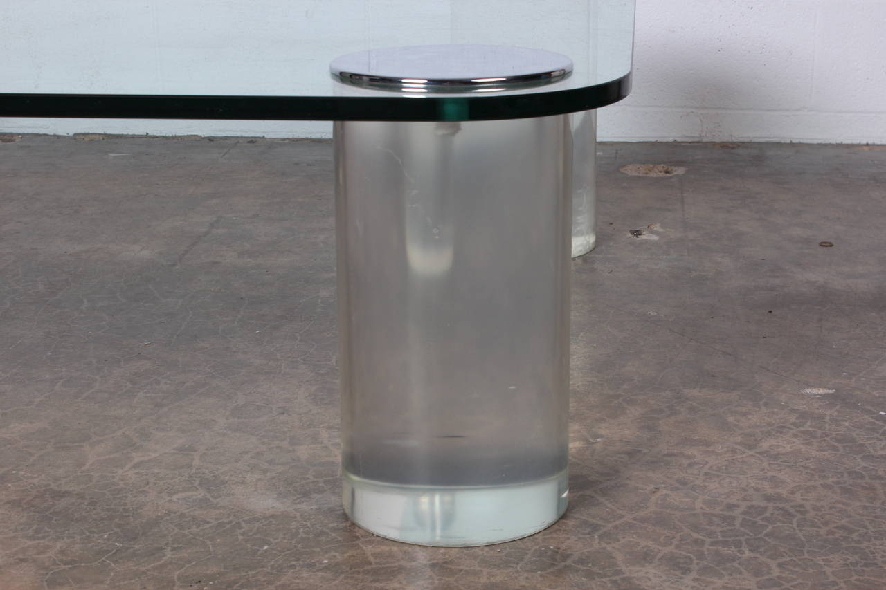 Large Lucite and Glass Coffee Table 1