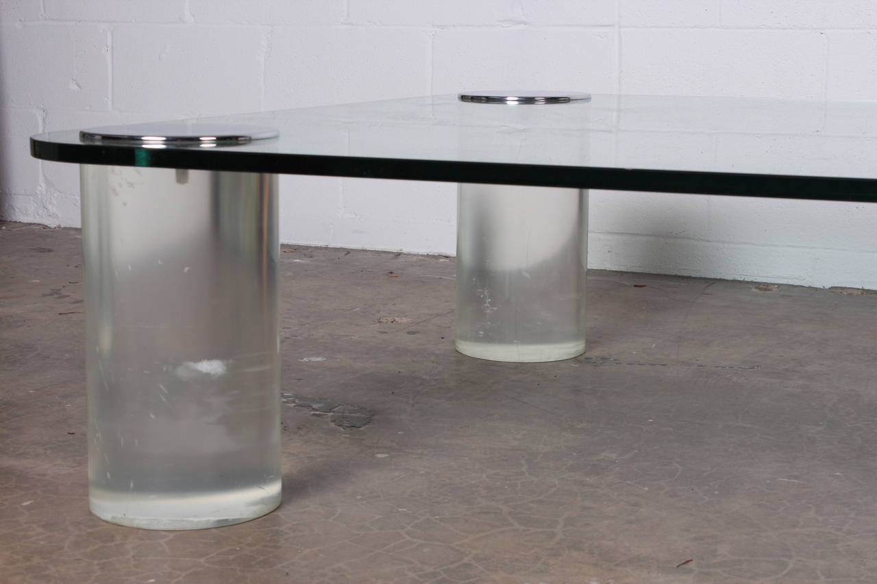 Large Lucite and Glass Coffee Table 2