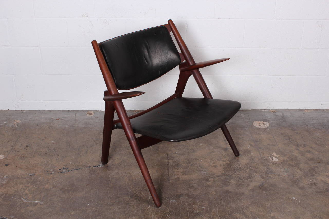 Mid-20th Century CH28 Sawback Lounge Chair by Hans Wegner
