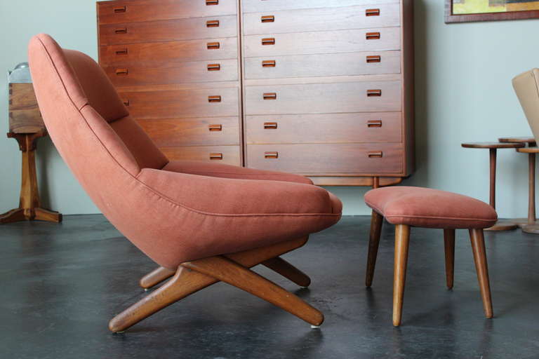 Danish Lounge Chair And Ottoman By Illum Wikkelso