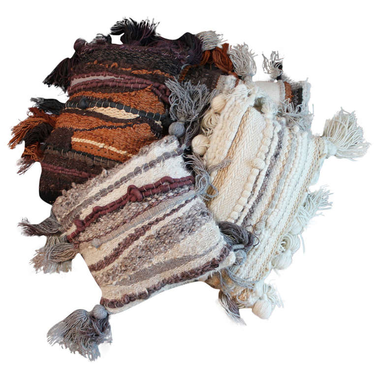 Large Hand Woven Fiber Art Floor Pillows at 1stdibs