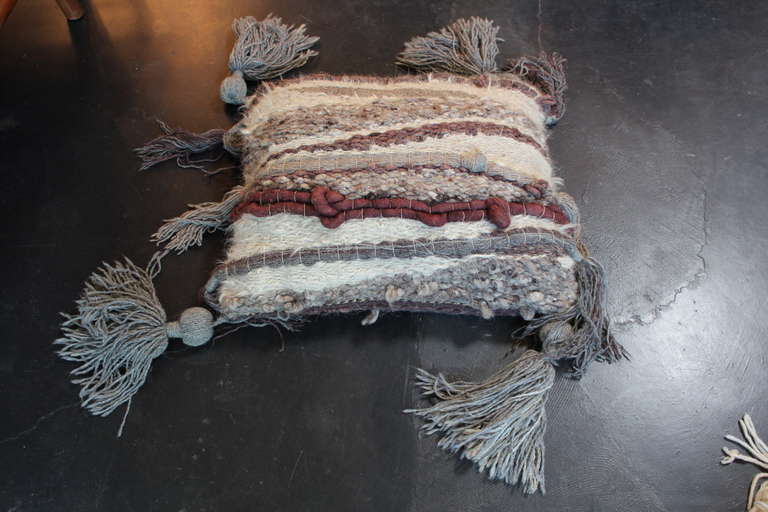 Large Hand Woven Fiber Art Floor Pillows at 1stdibs