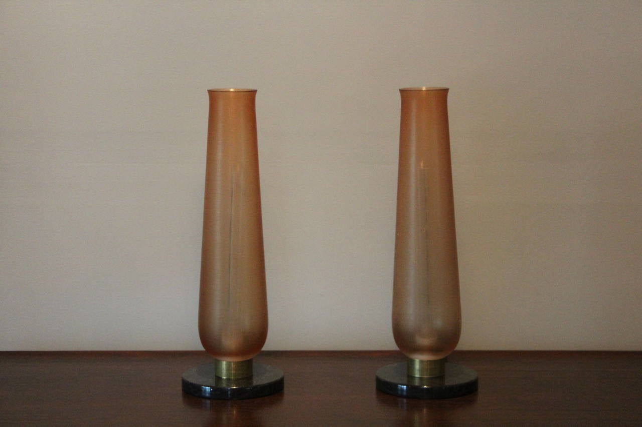 Pair of Venini Glass Table Lamps 3