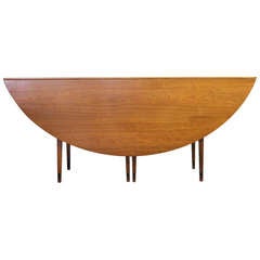 Vintage Walnut Oval Drop-leaf Table by Edward Wormley for Dunbar