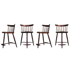 Set of Four "Mira" Barstools by George Nakashima