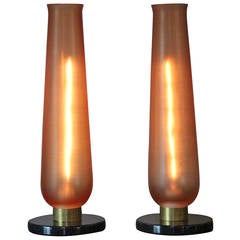 Retro Pair of Venini Glass Table Lamps