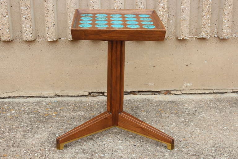 American Rare Dunbar Side Table with Natzler Tiles 