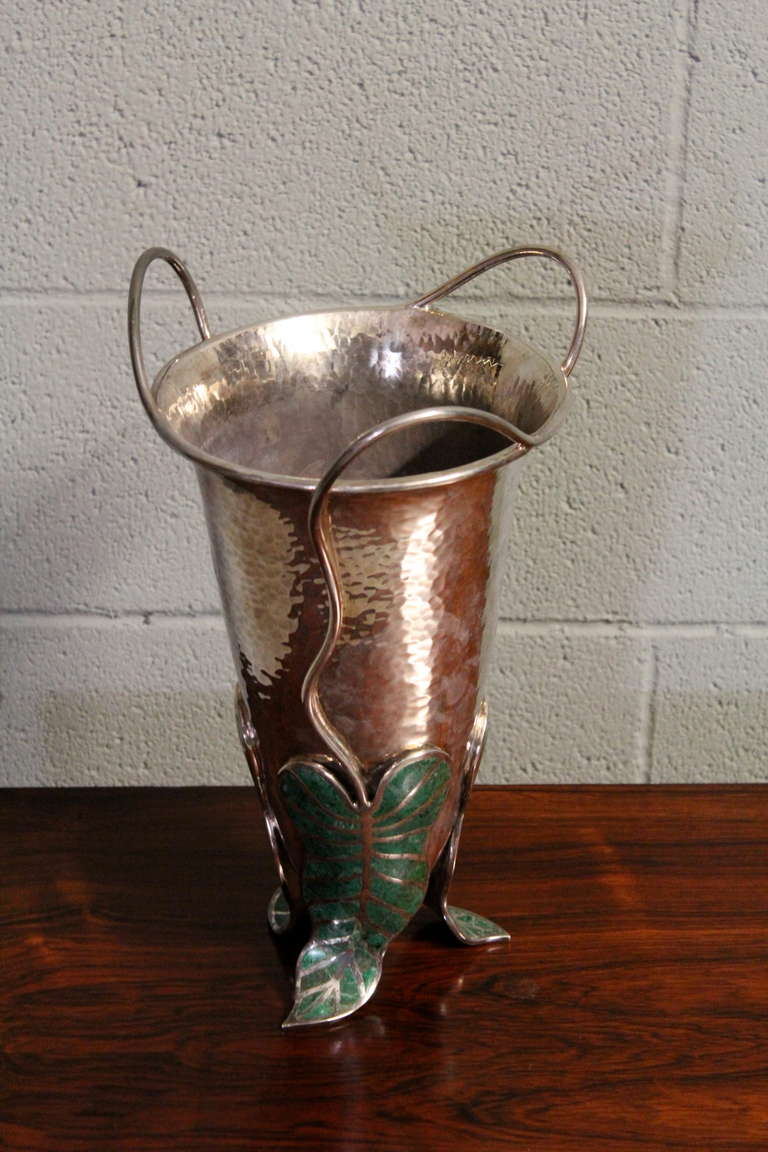 A large studio made sterling silver vase crafted by Emilia Castillo.