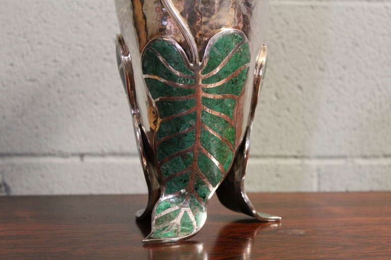 Mexican Large Sterling Silver Studio Vase by Emilia Castillo
