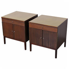 Pair of Nightstands with Leather Tops by Paul McCobb