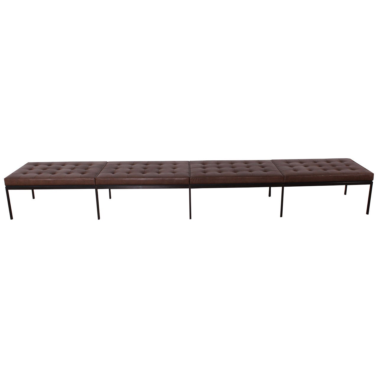 Bronze and Leather Museum Bench by Florence Knoll