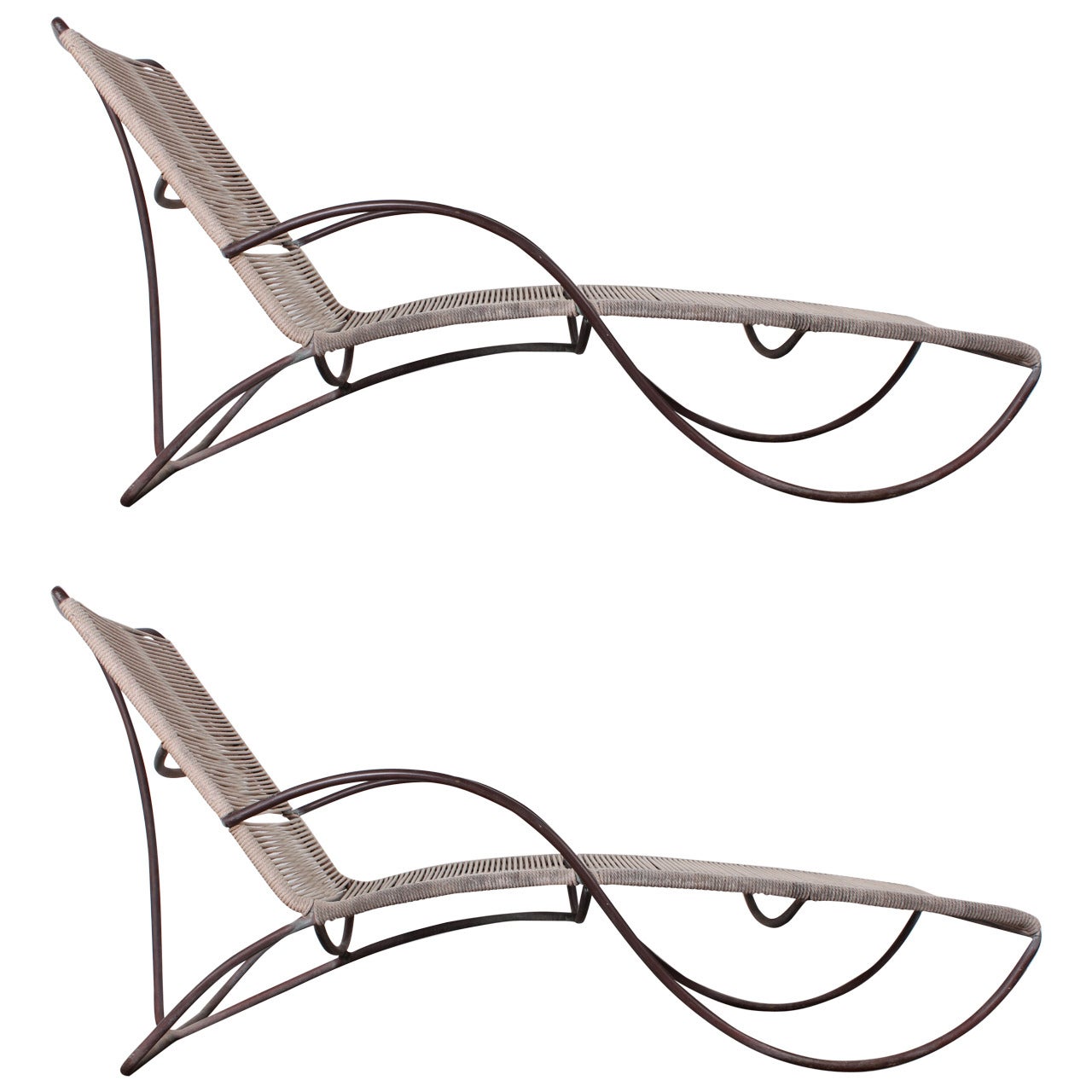 Pair of Bronze "S" Chaise Longue Chairs by Walter Lamb