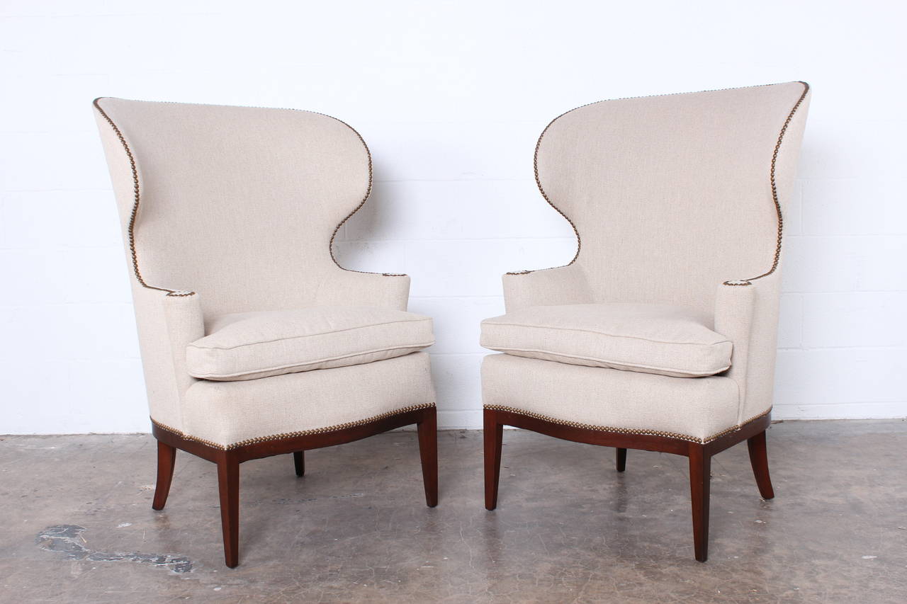 Pair of Early Wing Chairs by Edward Wormley for Dunbar 4