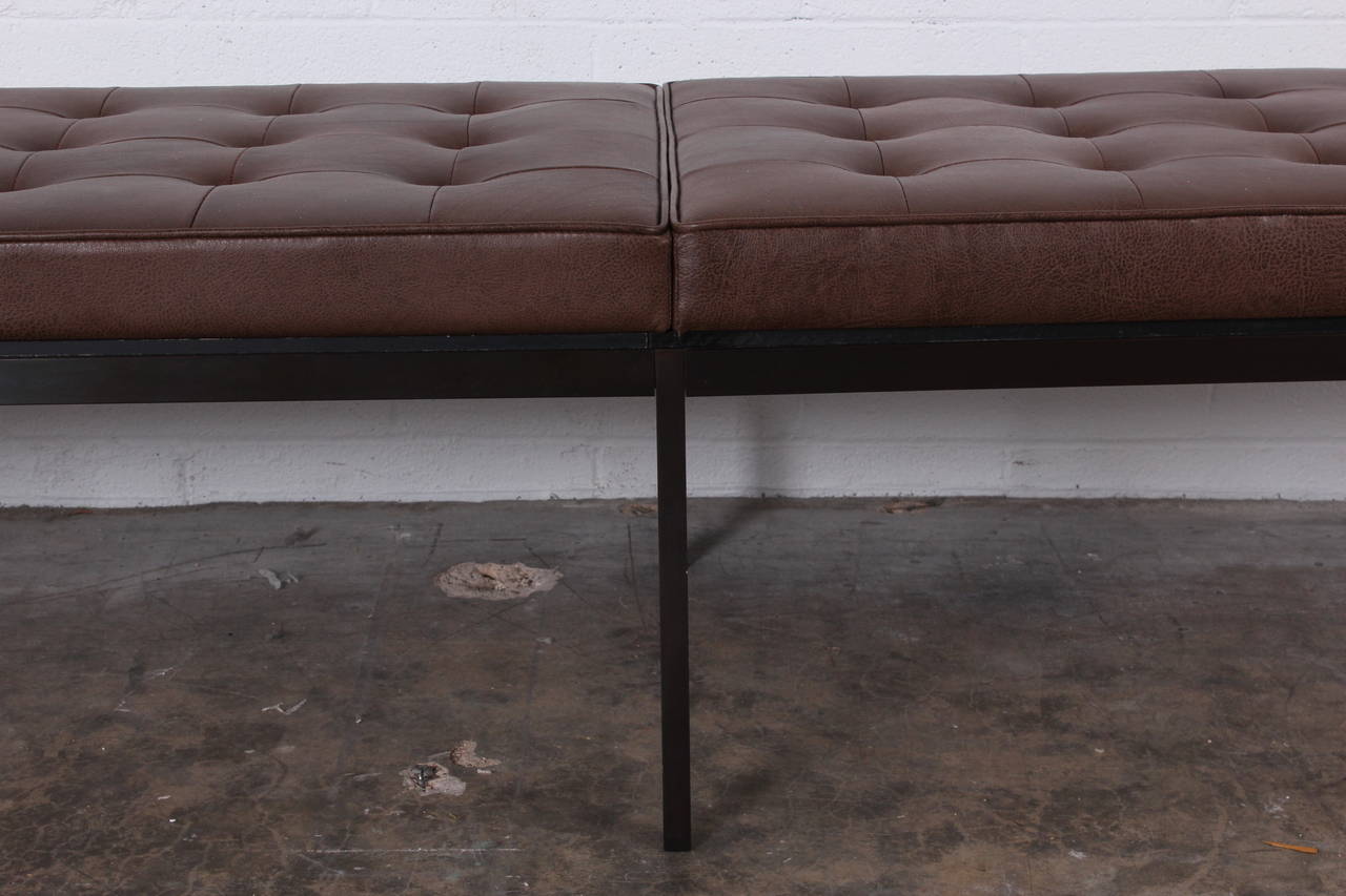Bronze and Leather Museum Bench by Florence Knoll In Excellent Condition In Dallas, TX