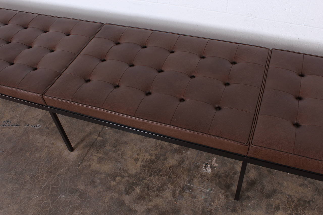 Mid-20th Century Bronze and Leather Museum Bench by Florence Knoll