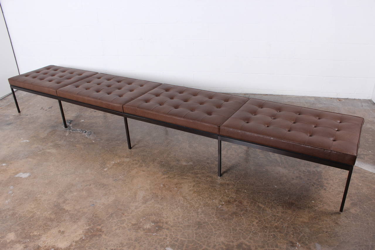 Bronze and Leather Museum Bench by Florence Knoll 2
