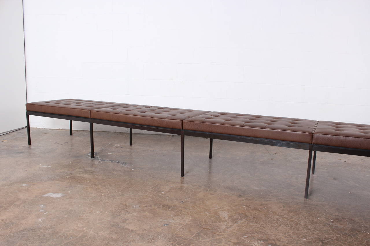 Bronze and Leather Museum Bench by Florence Knoll 1