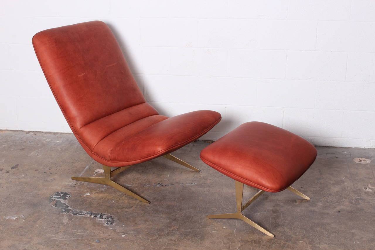 Lounge Chair and Ottoman with Brass Base 2