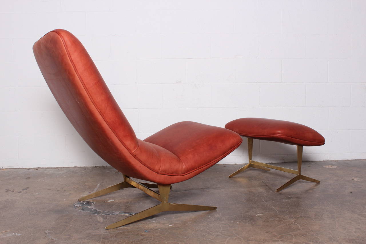 Lounge Chair and Ottoman with Brass Base 1