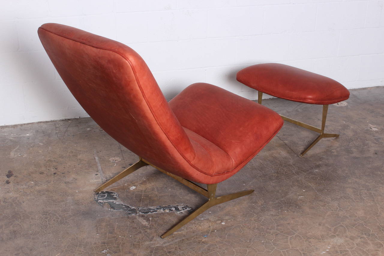 Lounge Chair and Ottoman with Brass Base 3