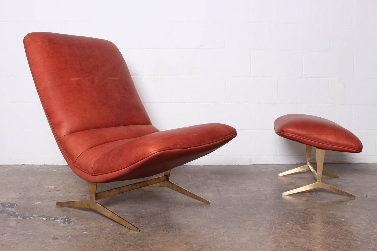 Lounge Chair and Ottoman with Brass Base 4