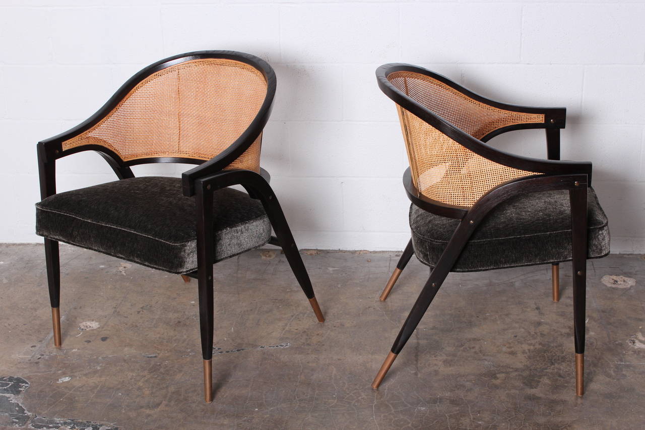 Pair of Caned Armchairs by Edward Wormley for Dunbar 2