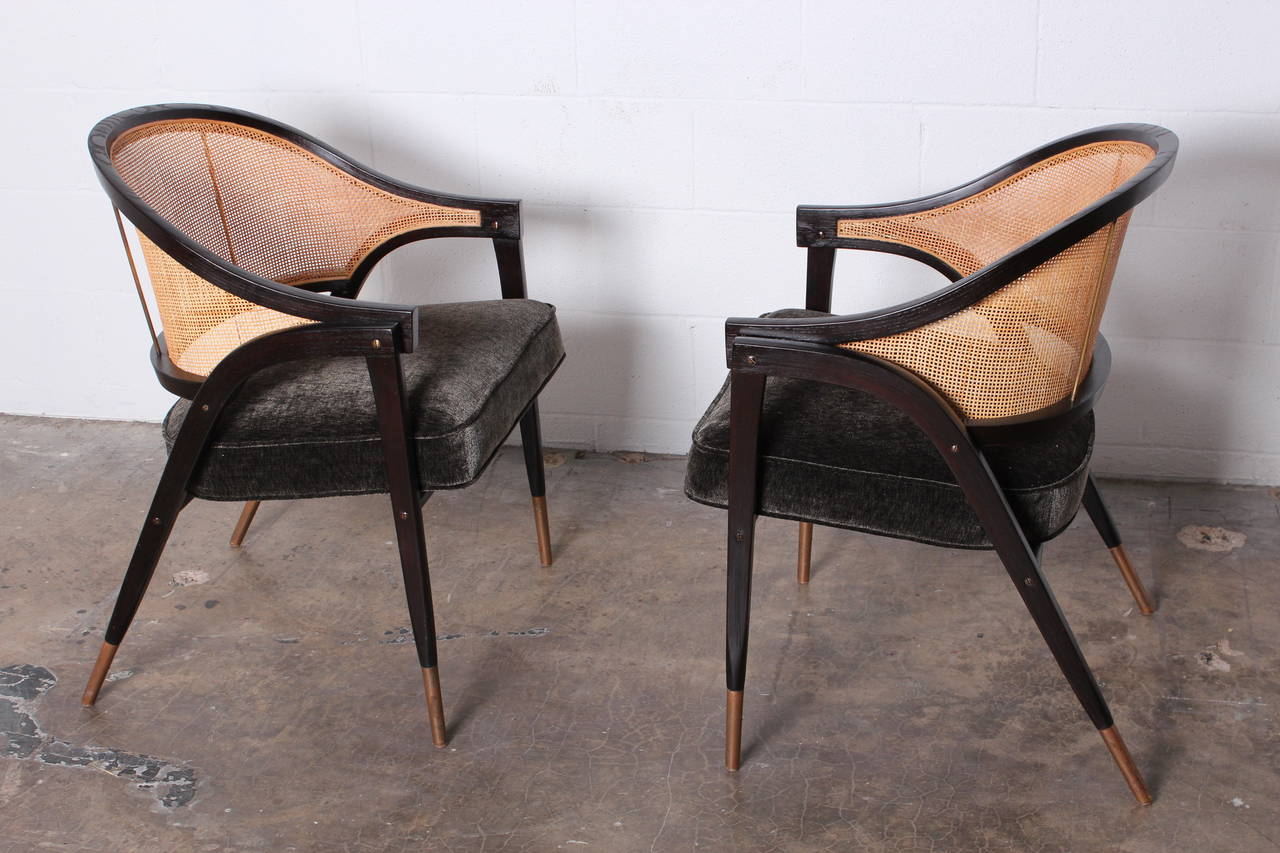 Pair of Caned Armchairs by Edward Wormley for Dunbar 4
