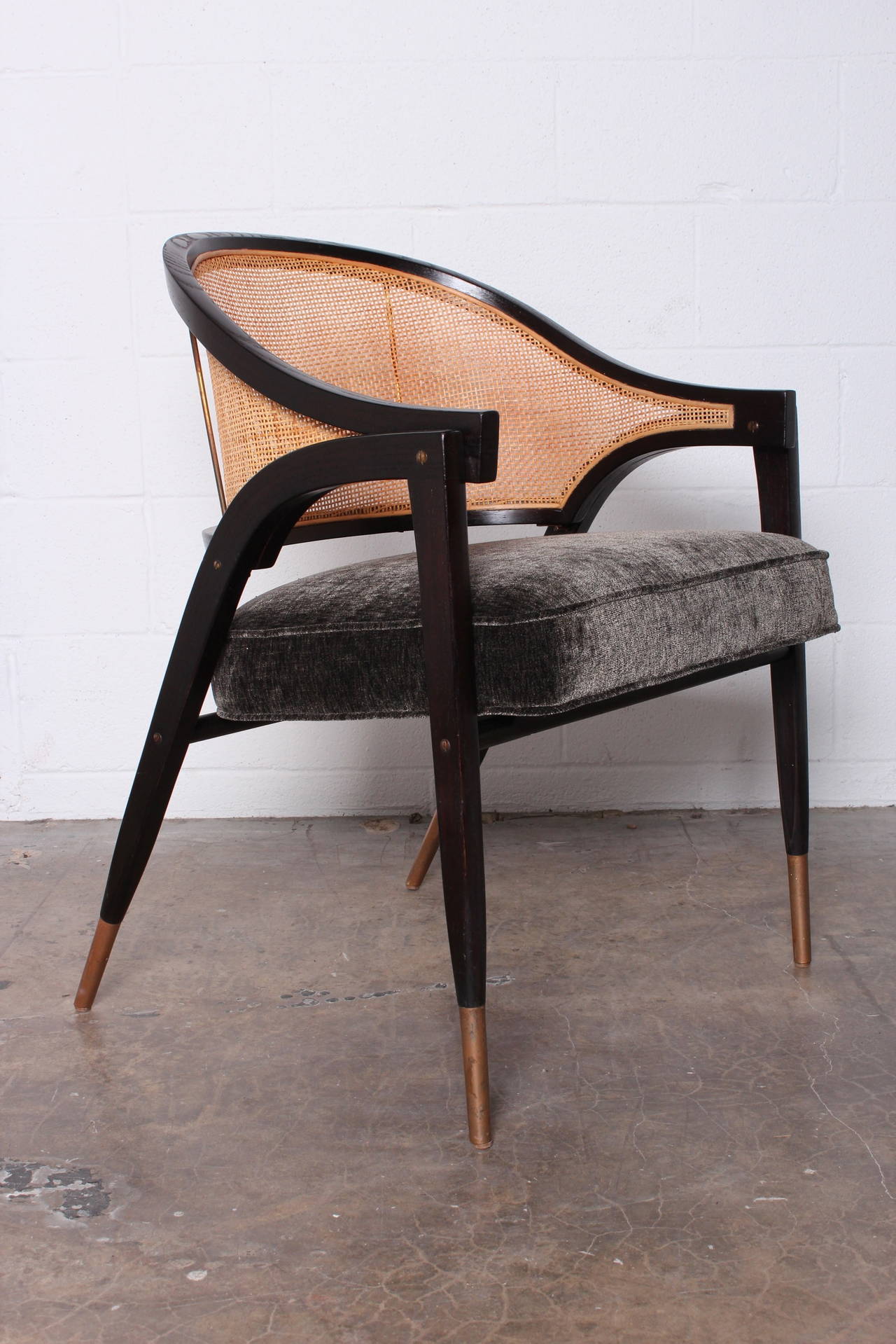 Pair of Caned Armchairs by Edward Wormley for Dunbar 5