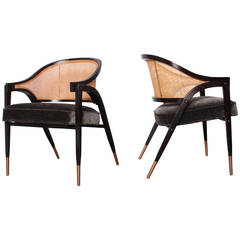 Pair of Caned Armchairs by Edward Wormley for Dunbar