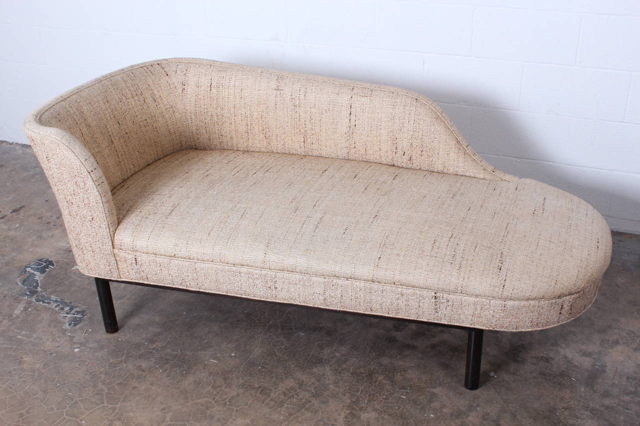 A rare chaise lounge on mahogany base. Designed by Edward Wormley for Dunbar.