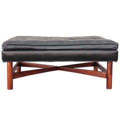 Large Ottoman in Original Leather Used Large Ottoman in Original Leather