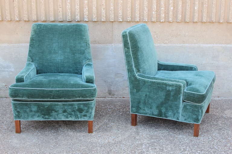 American Pair of Low Arm Lounge Chairs by Edward Wormley for Dunbar
