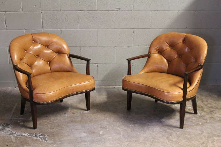 A Pair of Janus Lounge Chairs by Edward Wormley for Dunbar