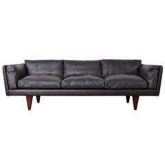 Sofa by Illum Wikkelsø in Dark Brown Buffalo Leather