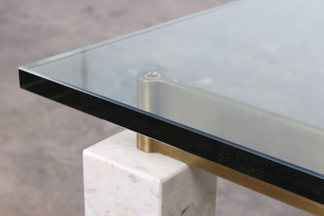 Travertine and Brass Coffee Table 3