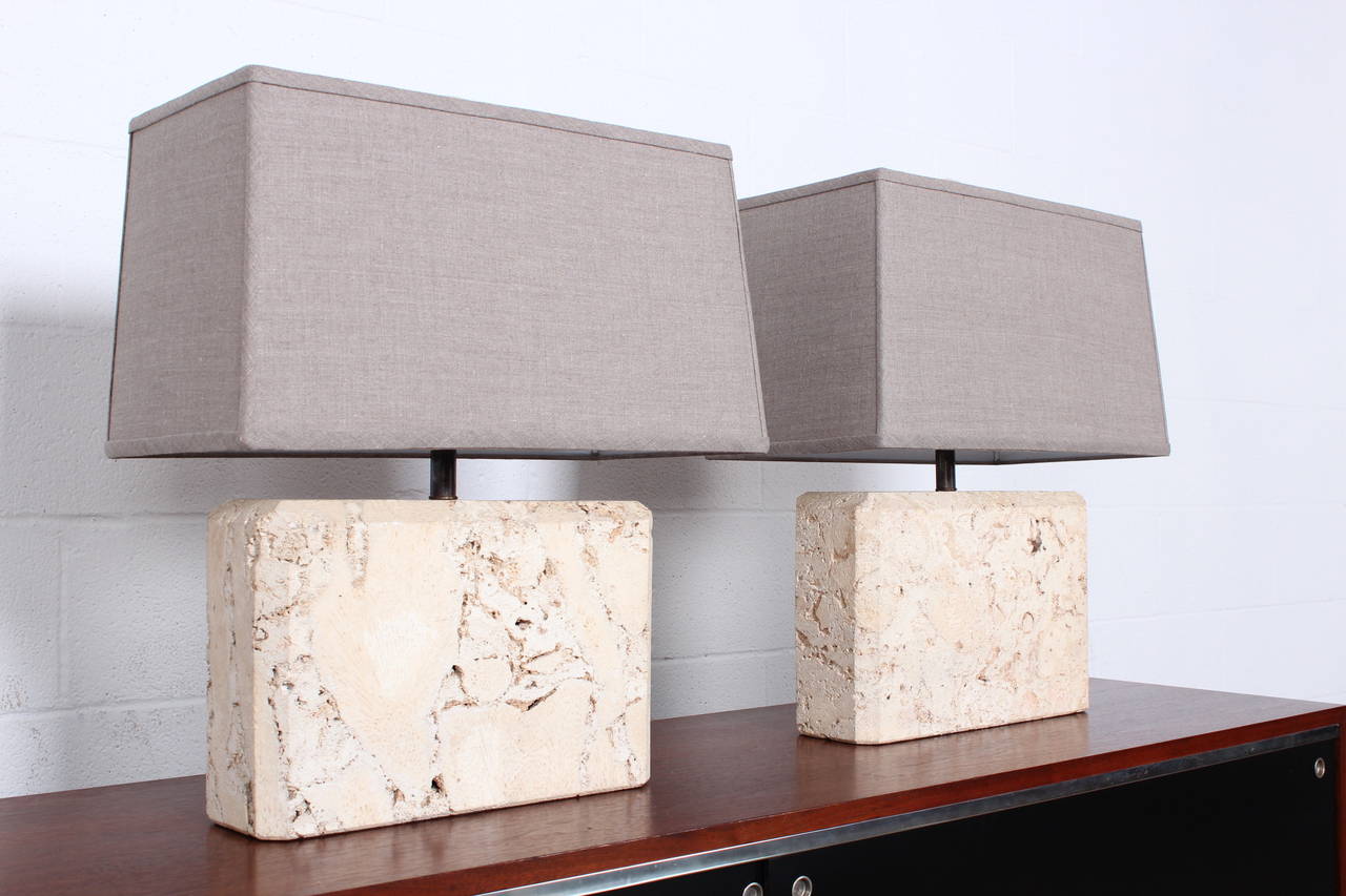 Pair of Limestone Table Lamps 5