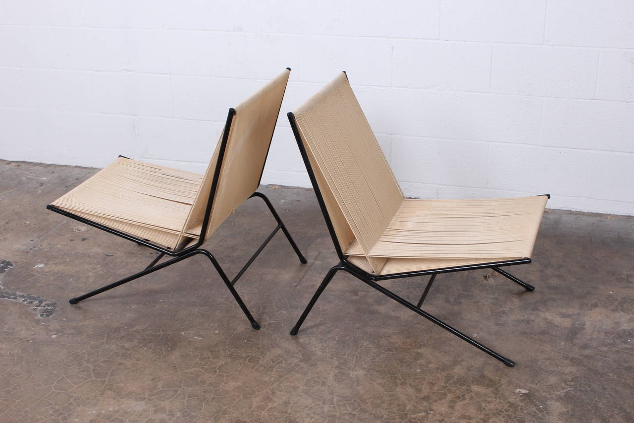 Mid-20th Century Pair of Iron and Rope Lounge Chairs by Allan Gould