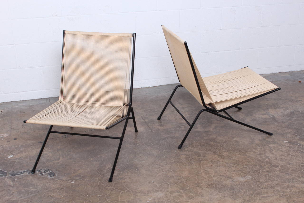 Pair of Iron and Rope Lounge Chairs by Allan Gould 1