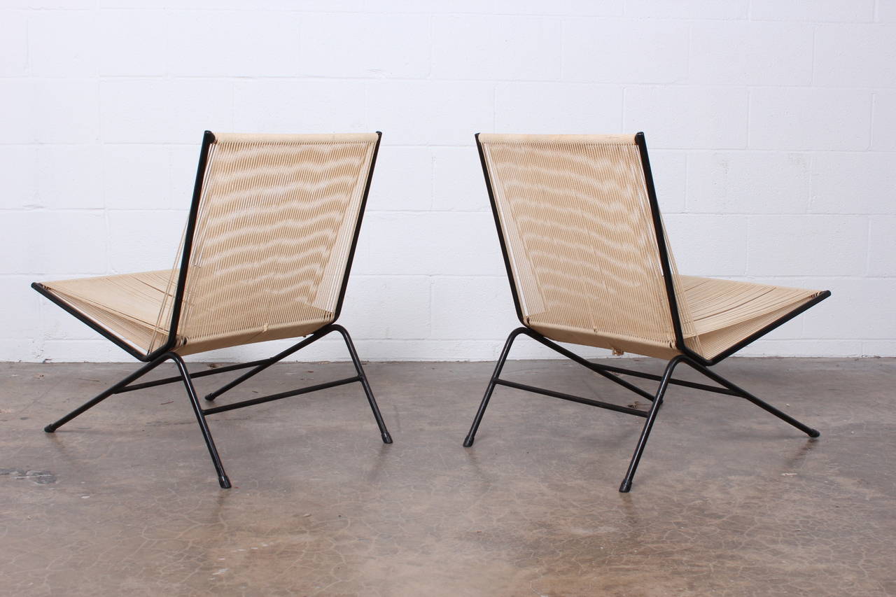 Pair of Iron and Rope Lounge Chairs by Allan Gould 6